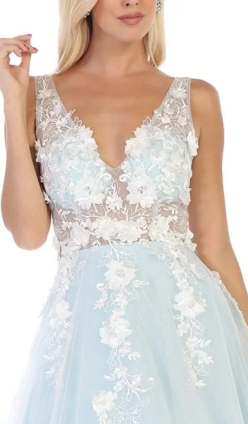 Princesa La Princessa Varenr. 7733 festkjole i tyl med 3D-blomster