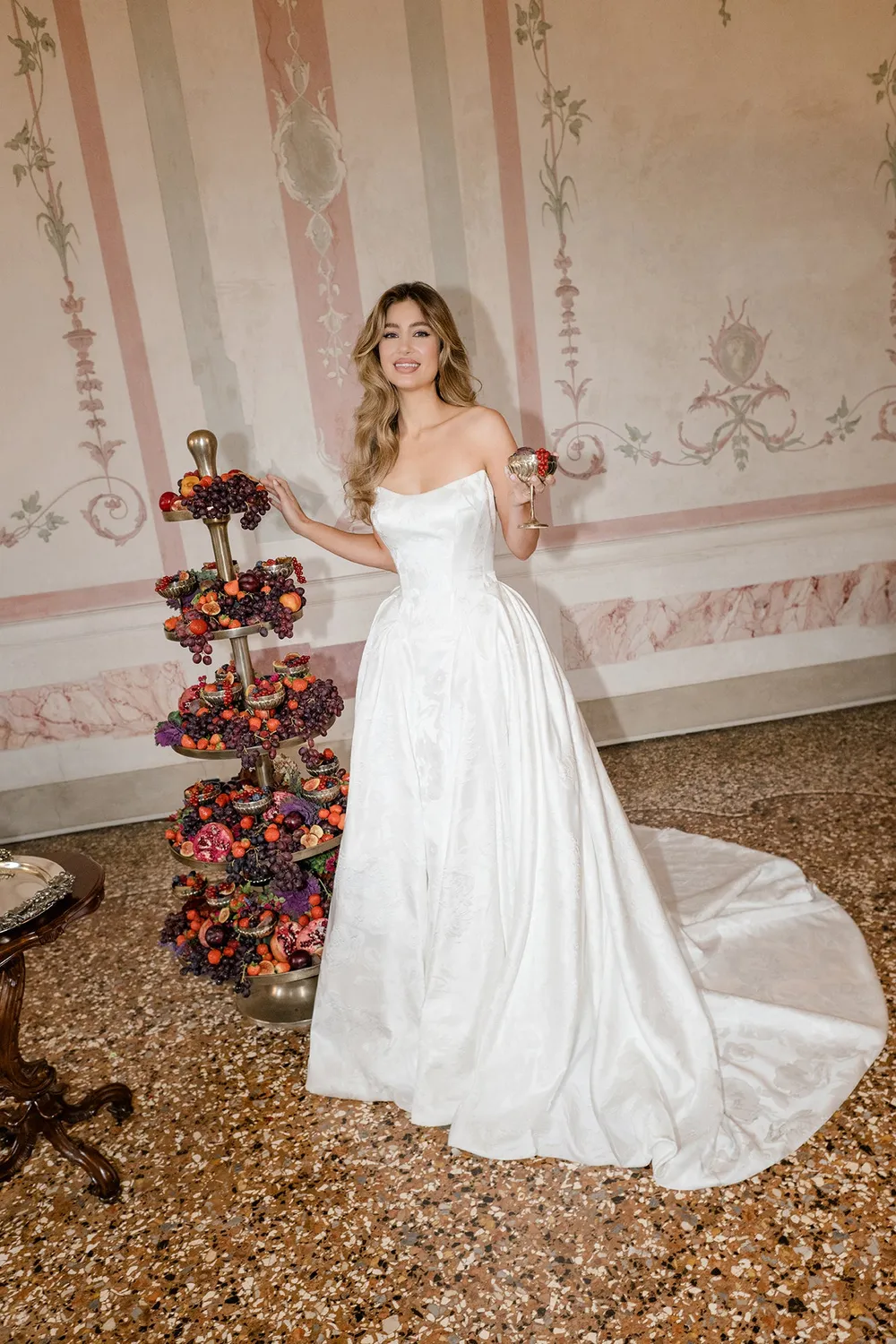 Abella E608 Athene brudekjole ivory jacquard