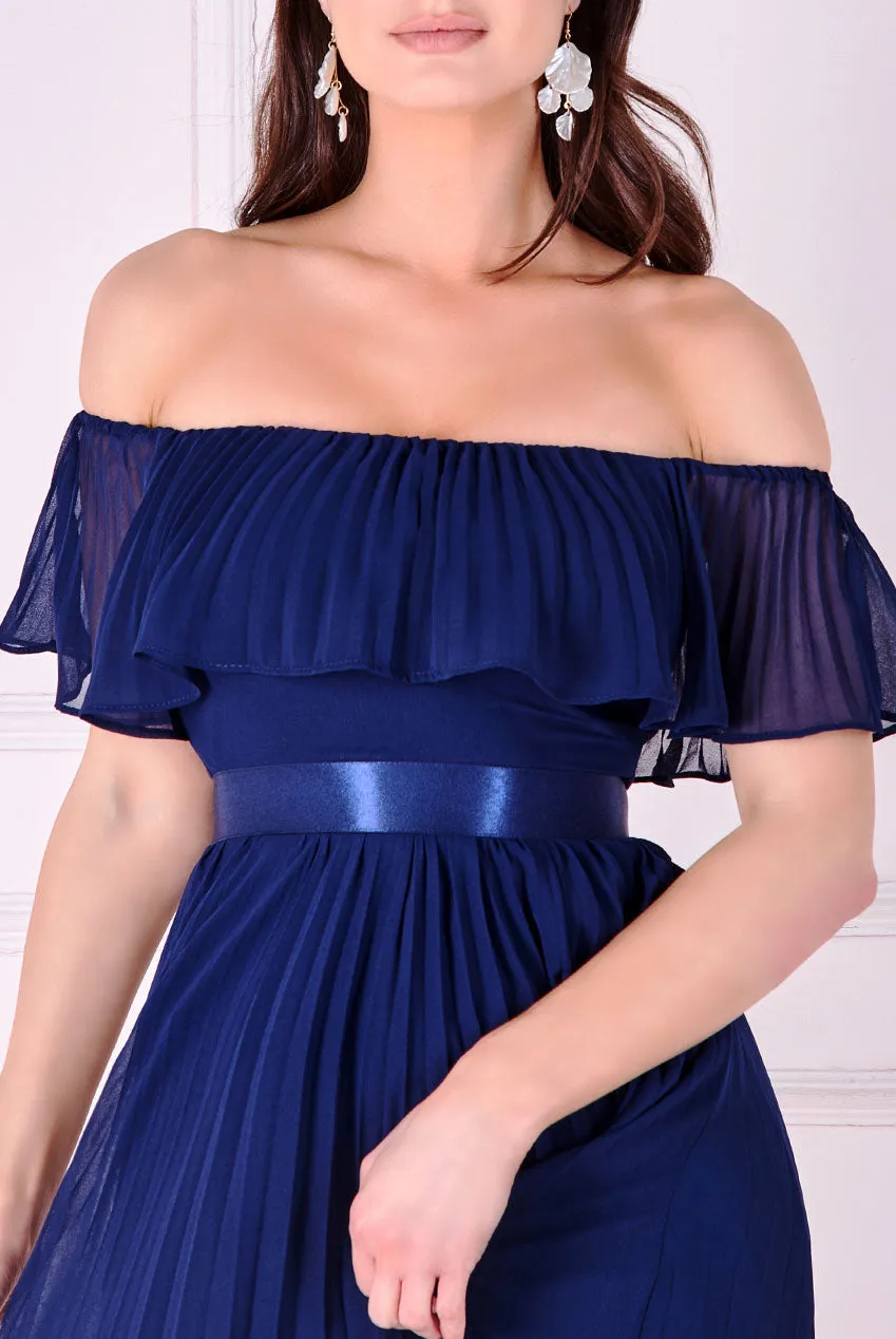 Princesa La Princessa CG3805 chiffonkjole navy off shoulder