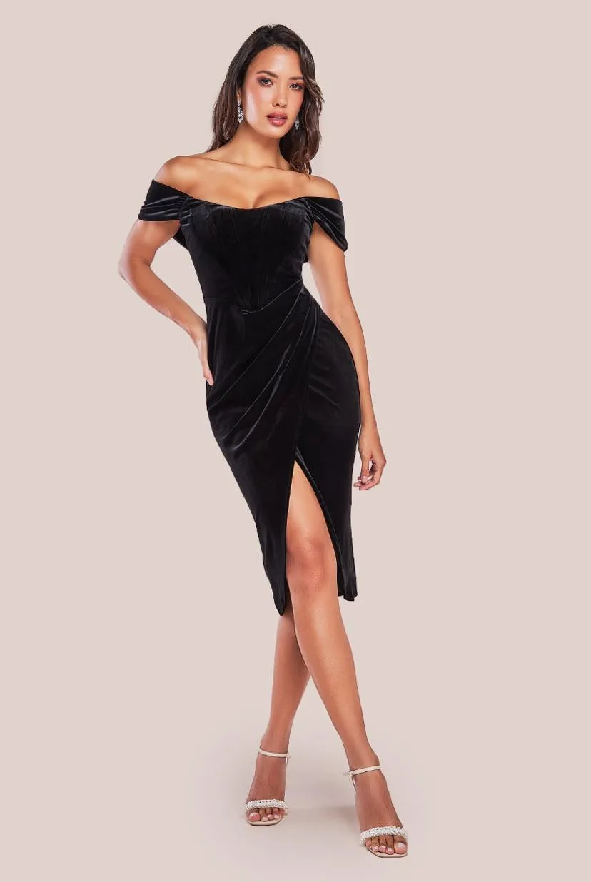 Princesa CG4066 velourkjole burgundy off-shoulder