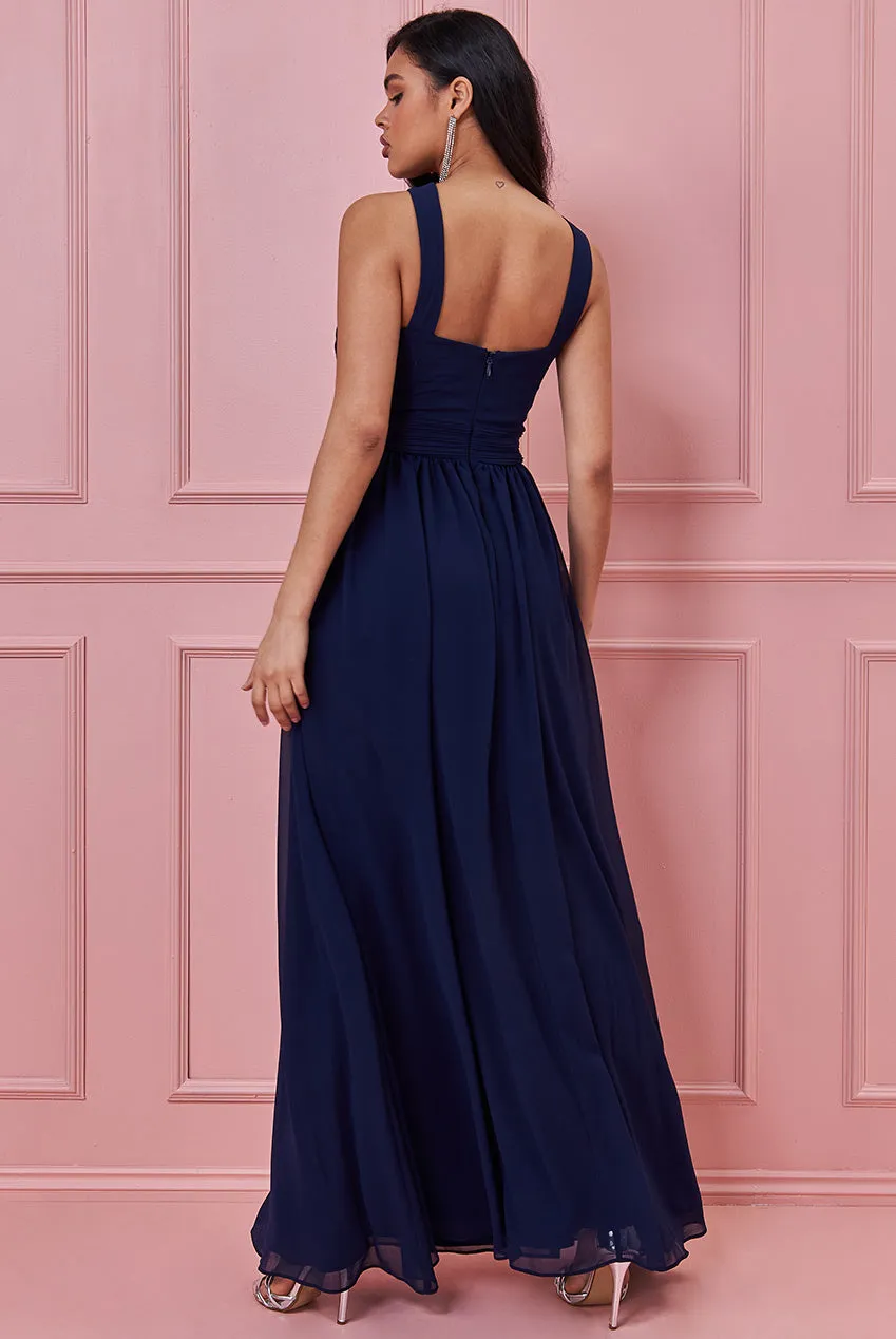 Princesa La Princessa CG3076 chiffonkjole navy halterneck