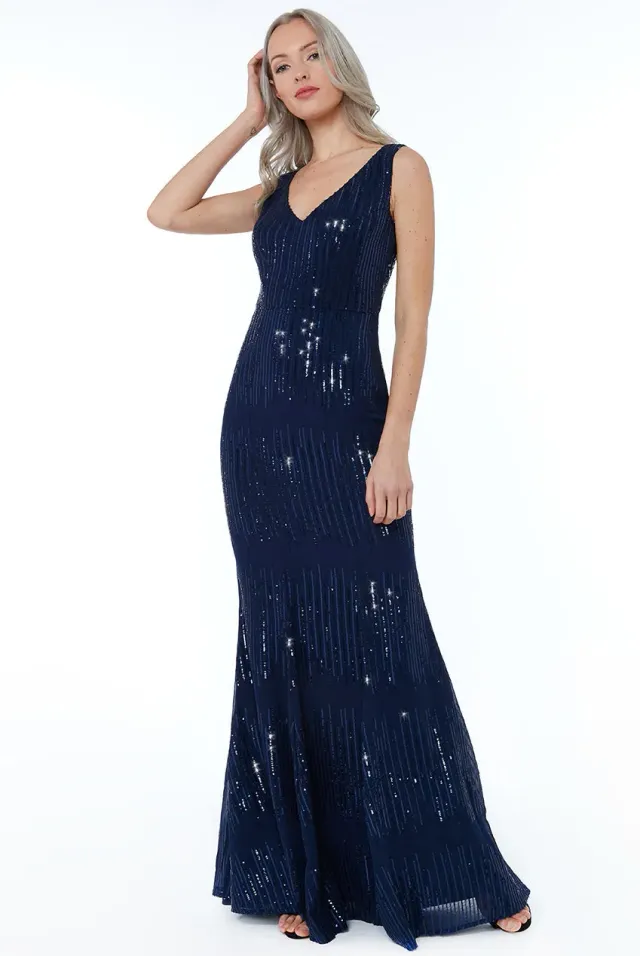 Princesa La Princessa CG2028 festkjole navy chiffon pailletter