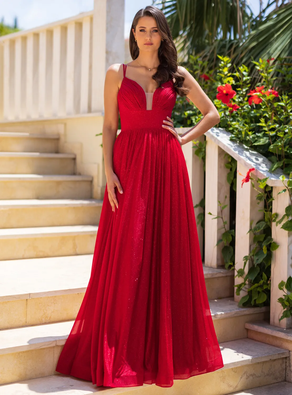 Princesa La Princessa CK0931 glitterkjole stropper sort