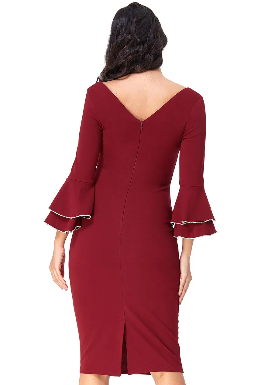 Princesa La Princessa CG2392 midikjole navy stretch med ærmedetalje