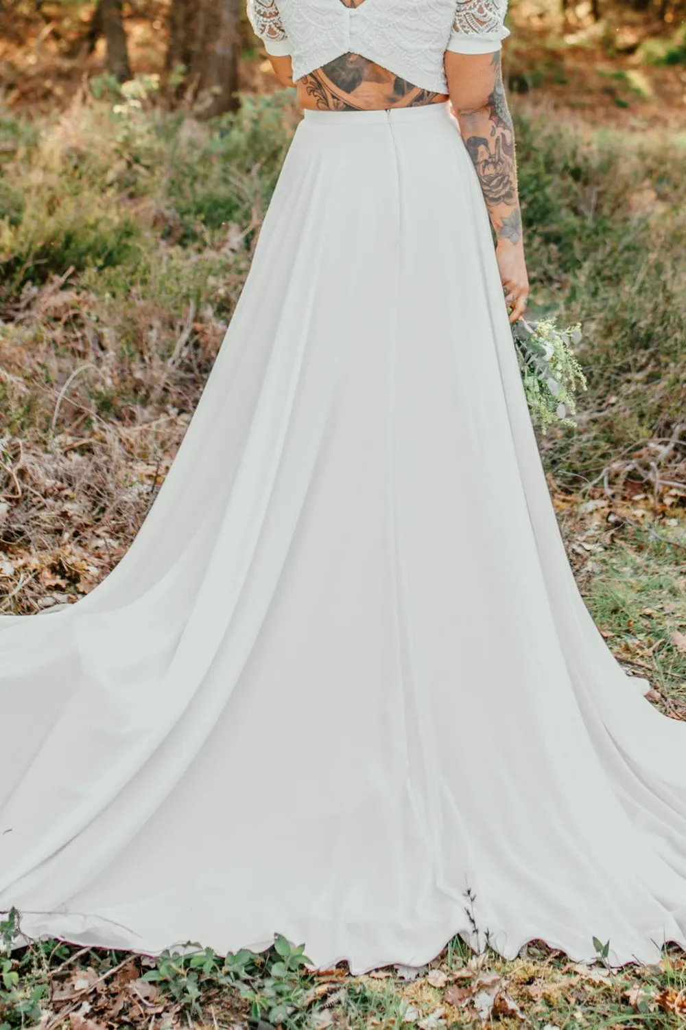 Sanna Lindström Ödla lang chiffon nederdel ivory størrelse 32–54
