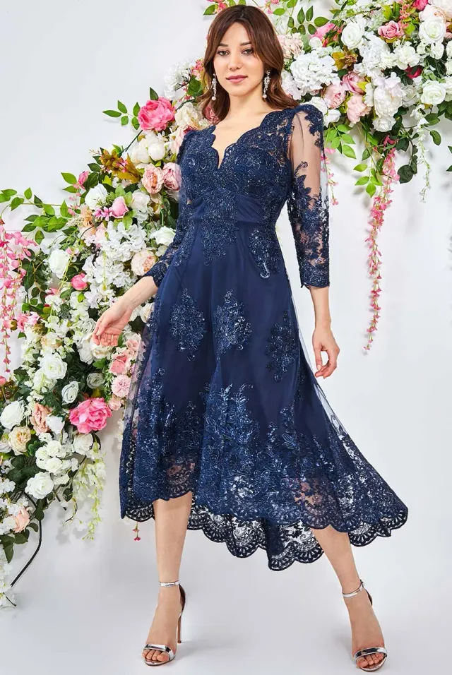 Princesa La Princessa CG3410 blonde midikjole pailletter