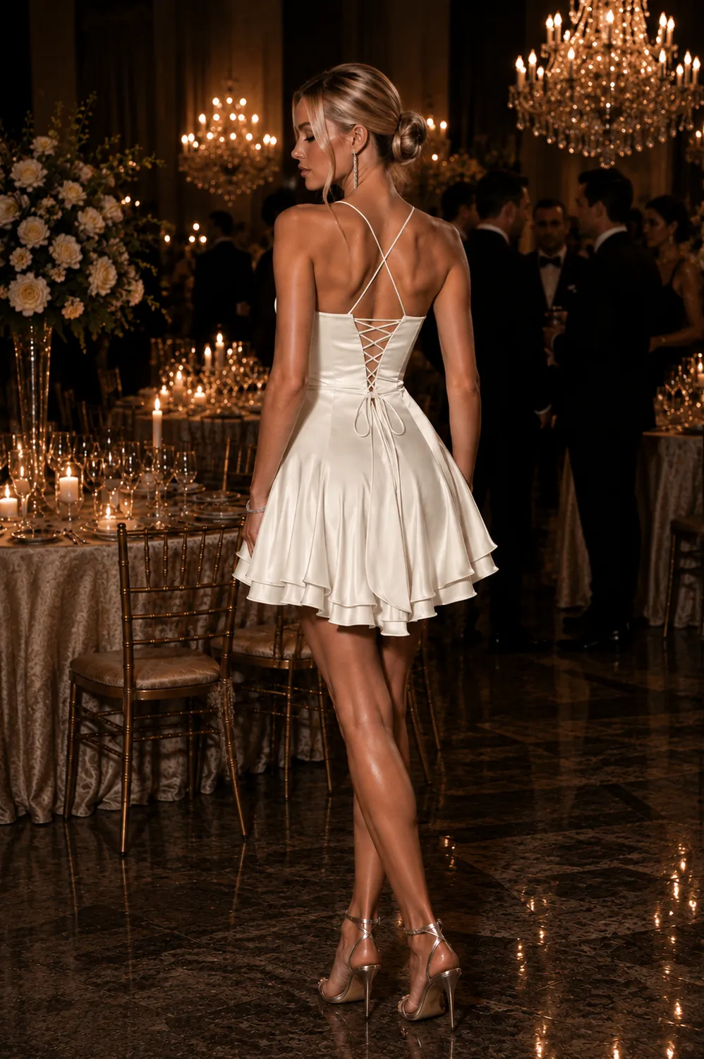 Panayotis Thea 2027 minikjole off-white satin