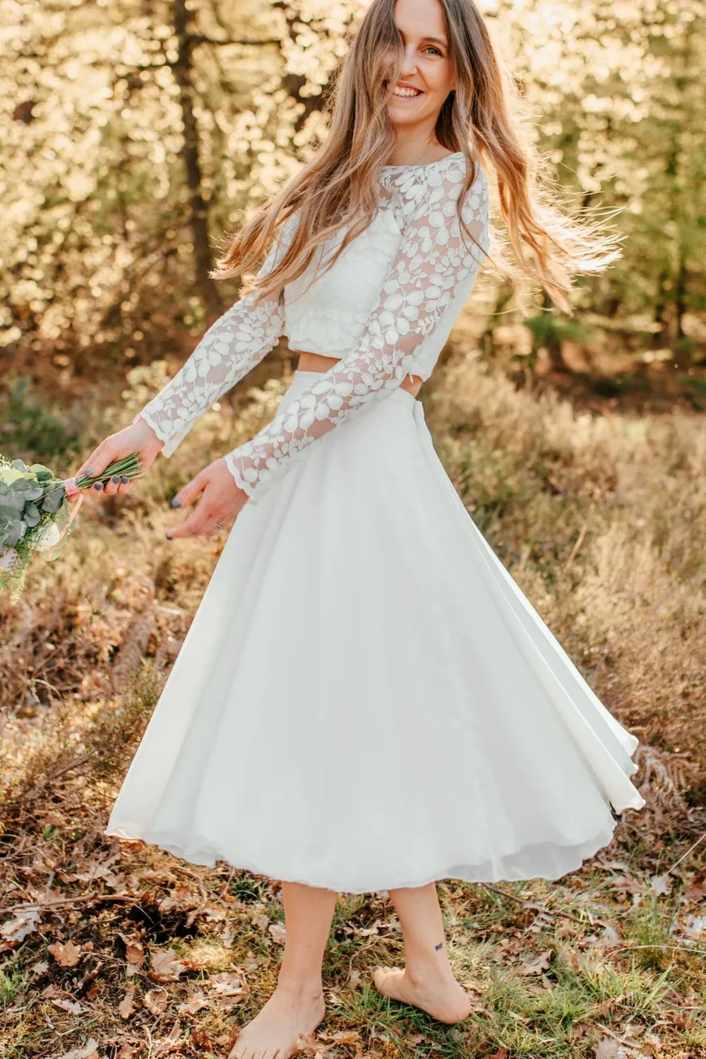Sanna Lindström Kyckling kort chiffonnederdel ivory