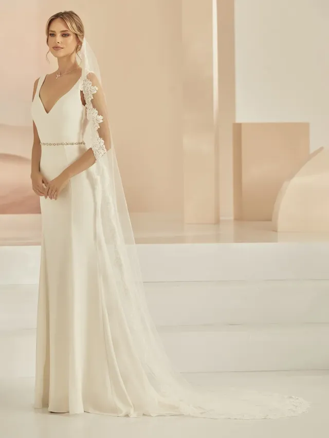Princesa Veil S404 brudeslør ivory 250 cm med blondekant